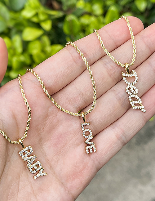 Fashion Baby Copper Inlaid Zirconium Alphabet Pendant Twist Chain Necklace