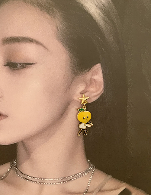 Fashion Gold Alloy Cartoon Character Lemon Earrings