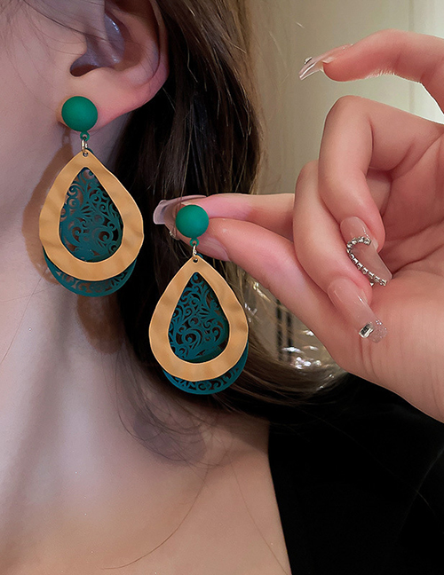 Fashion Water Droplets Engraved Geometric Drop Earrings