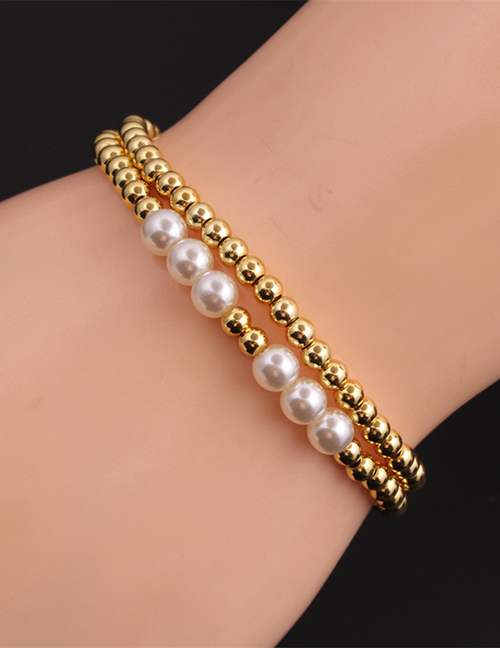 Fashion Gold Color Copper Plated Real Gold Round Bead Bracelet