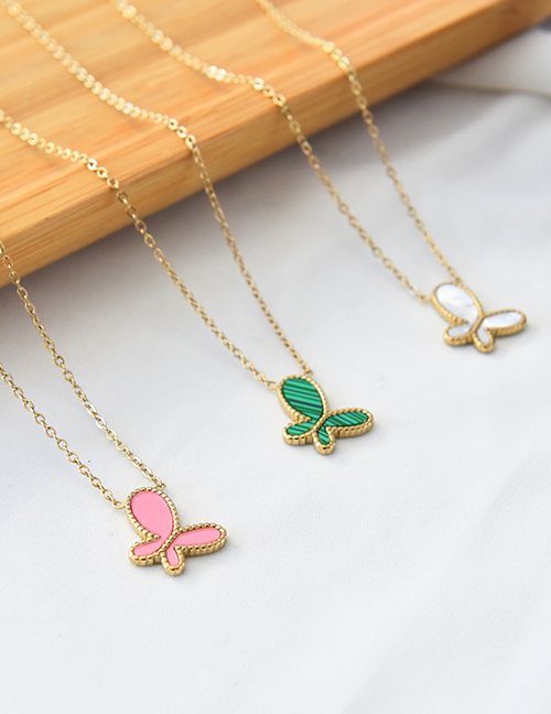 Fashion Green Stainless Steel Butterfly Pendant Necklace
