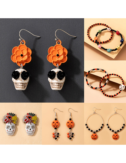 Fashion 6# Halloween Pumpkin Rice Beads Bracelet