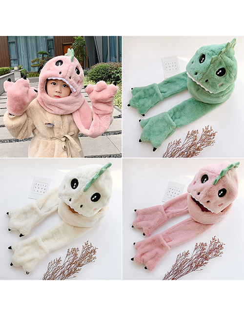 Fashion Khaki Dinosaur Children's Cartoon Dinosaur Scarf Gloves One-piece Ear Protection Cap