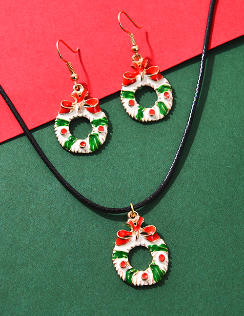 Fashion Color Alloy Dripping Christmas Bells And Earrings Necklace Set