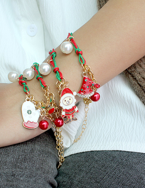 Fashion 7# Santa Claus Snowflake Elk Snowman Chain Braided Stitching Bracelet