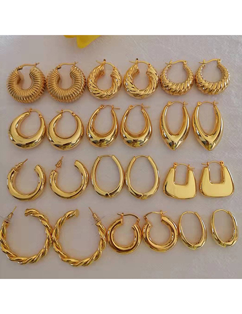 Fashion 2# Metal Geometric C-shaped Earrings
