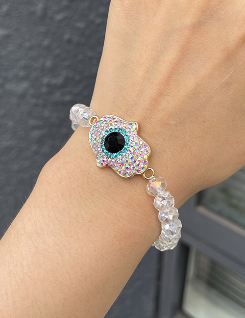 Fashion Ab Color Alloy Diamond Palm Eye Crystal Beaded Bracelet