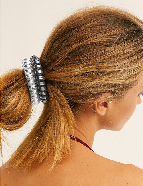 Fashion Silver Plastic Telephone Wire Hair Ring