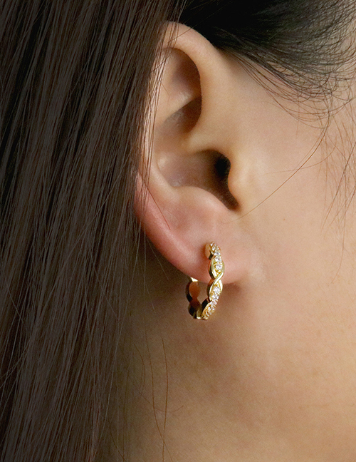 Fashion Gold Brass Diamond Wrap Round Earrings