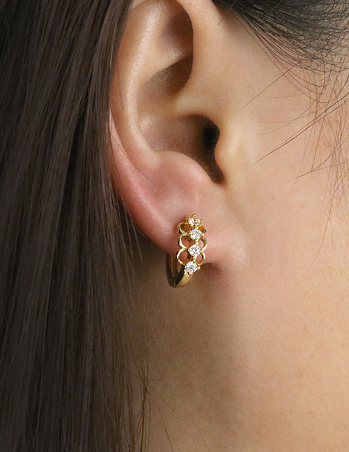 Fashion Gold Bronze Zirconium Geometric Cutout Round Earrings