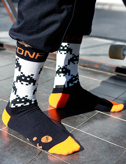 Fashion Followed By Orange Cotton Geometric Print Socks