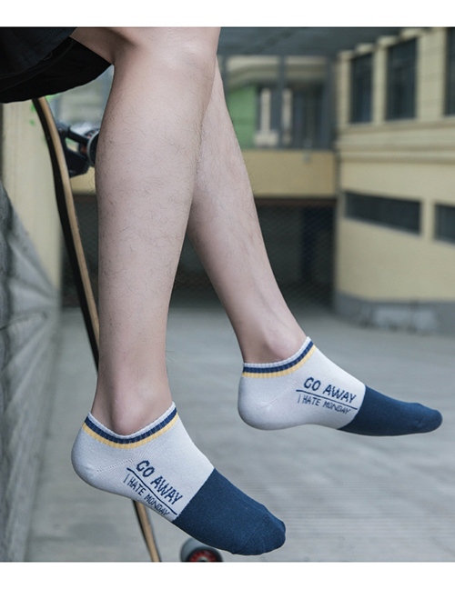 Fashion Socks Black Embroidered Cotton Socks With Color-block Letters