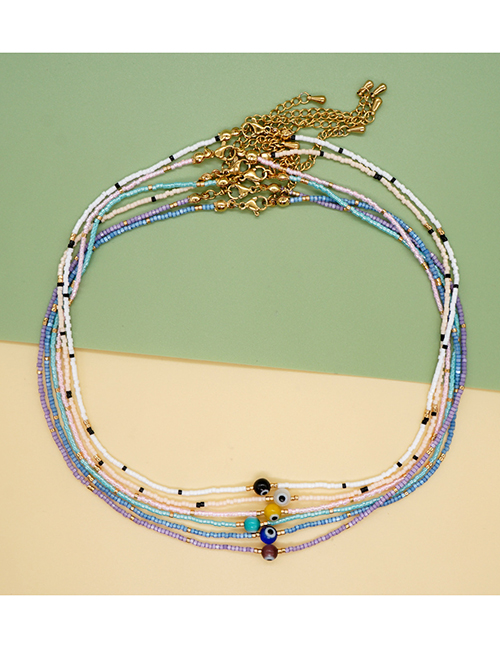 Fashion Mi-n210015b Rice Beads Beaded Round Eye Necklace