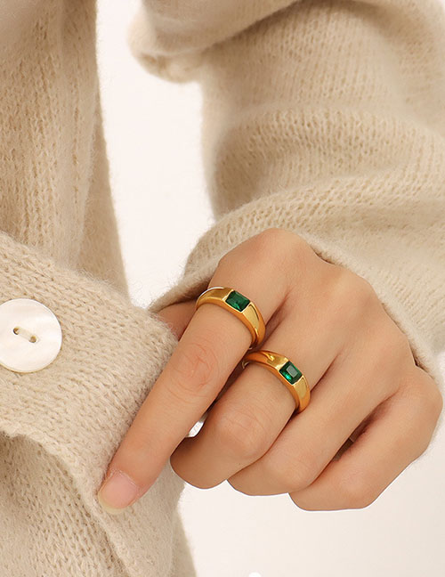 Fashion Gold Coloren Ring Titanium Steel Gold-plated And Zirconium Geometric Ring
