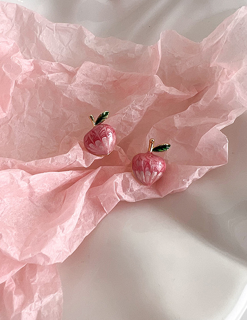 Fashion Red Alloy Drop Nectarine Stud Earrings