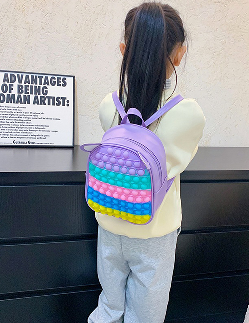 Fashion Color Purple Silicone Press Large Capacity Backpack
