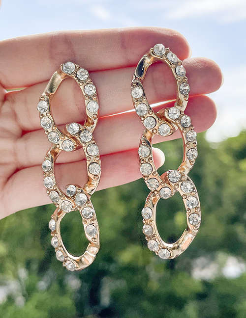 Fashion Gold Alloy Diamond Chain Earrings