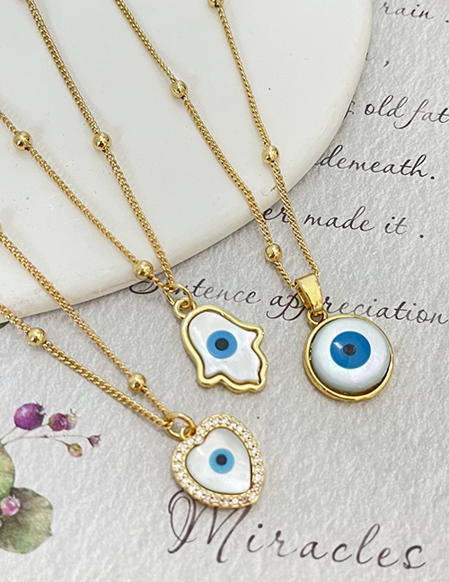 Fashion Golden 1 Copper Drop Oil Round Eye Pendant Bead Necklace