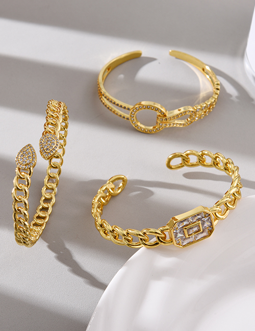 Fashion Golden 1 Brass Zirconia Nail Snap Bracelet