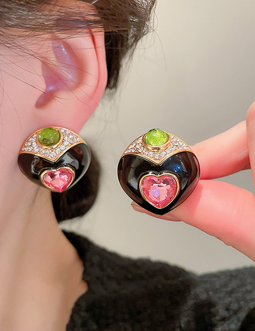 Fashion Ear Clip - Black Alloy Diamond Heart Geometric Ear Clips