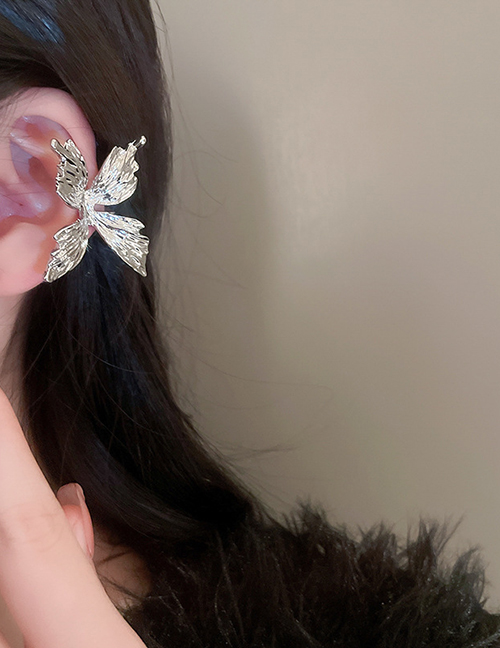 Fashion Ear Clip - Silver (right Ear Single) Ruched Butterfly Ear Cuffs