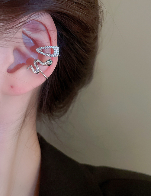 Fashion Ear Clip - Silver Pin (single) Alloy Inlaid Zirconium Geometric Ear Clips