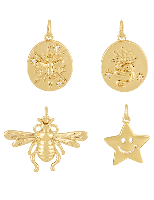 Fashion Golden 1 Copper Inlaid Zirconia Round Bee Pendant Accessory