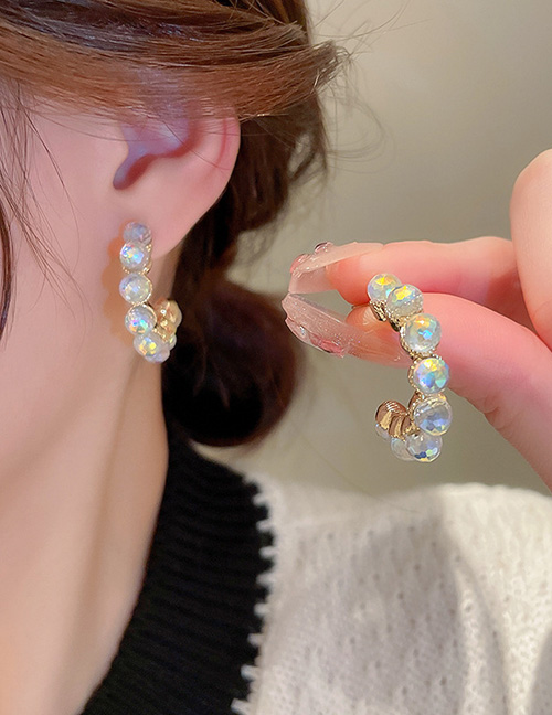 Fashion Gold Crystal C-shaped Earrings