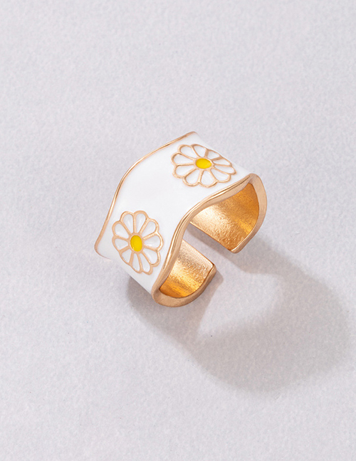 Fashion Gold Alloy Drip Oil Flower Ring