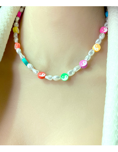Fashion Love Resin Pearl Clay Heart Necklace