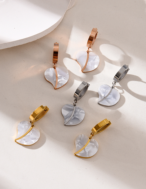 Fashion Gold Titanium Steel Shell Heart Pendant Earrings Earrings