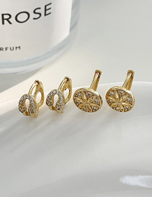 Fashion Golden 1 Copper Paved Zirconia Pin Earrings