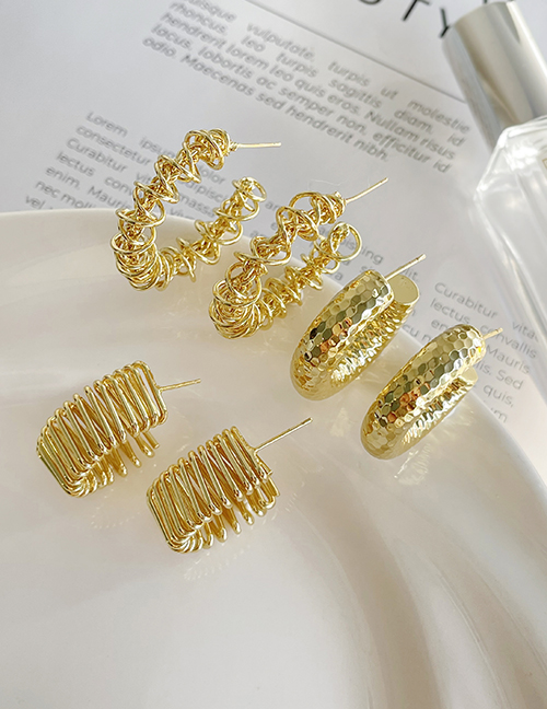 Fashion Golden 1 Brass Irregular C Chain Earrings