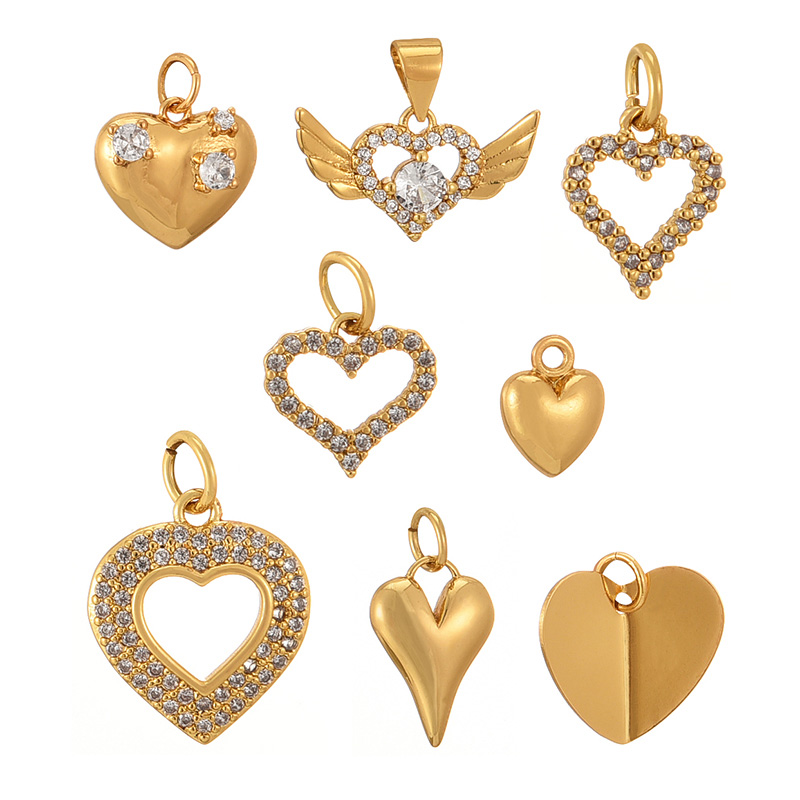 Fashion Golden 1 Copper Inlaid Zircon Love Wings Pendant Accessory