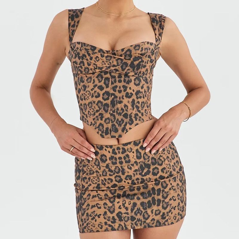 Fashion Leopard Print Leopard Print Pleated Vest