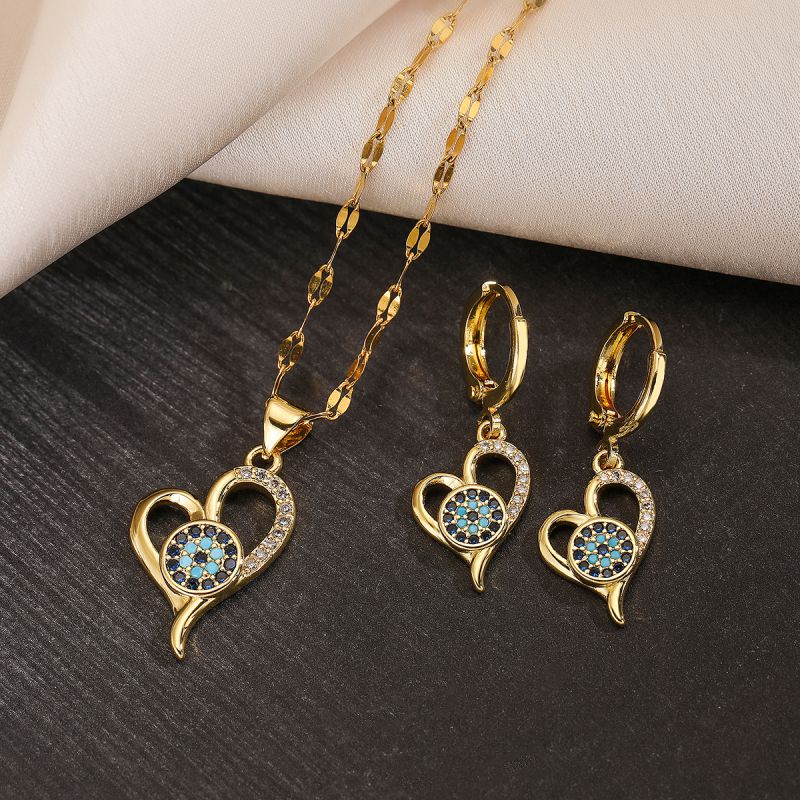 Fashion Necklace Copper Gold-plated Zirconium Eye Love Necklace