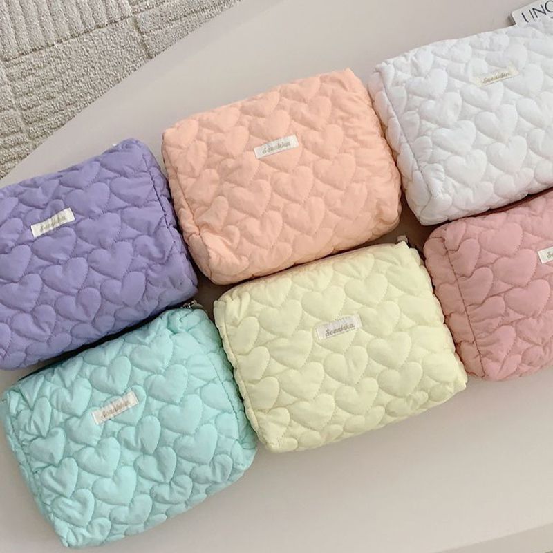 Fashion Purple Heart Quilted Love Embossed Large Capacity Storage Bag