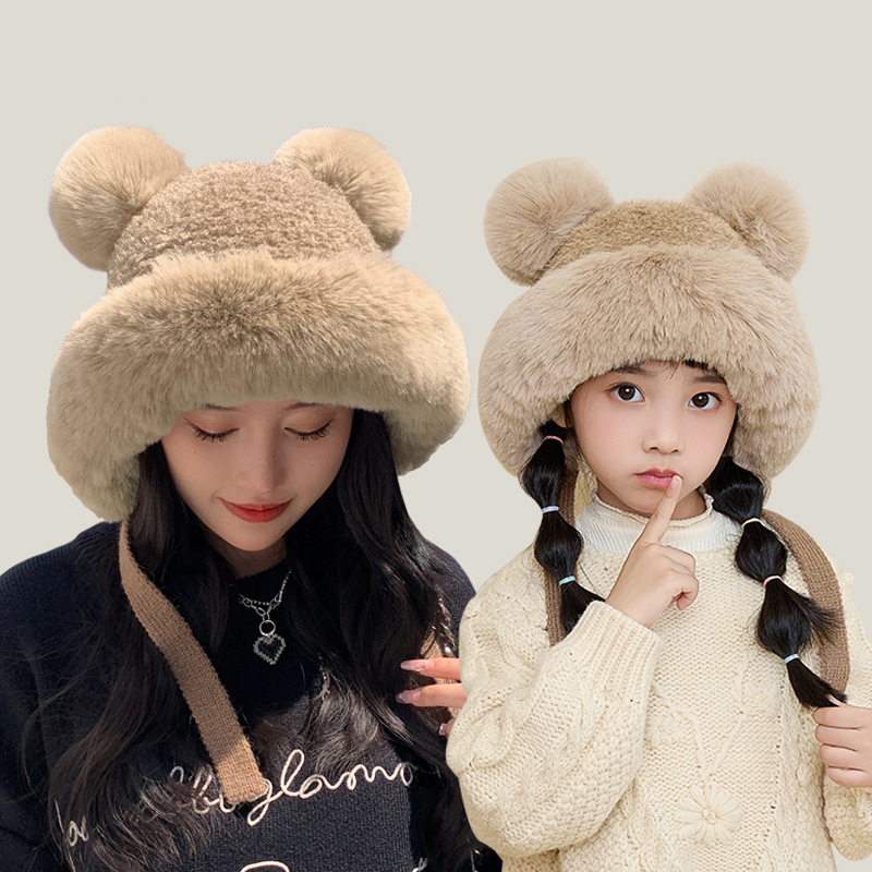 Fashion Children S Khaki Polyester Bear Ears Knitted Children S Pullover Hat