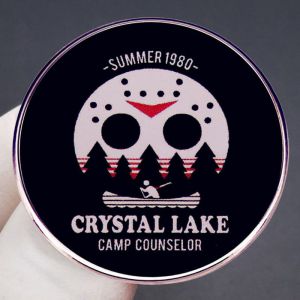 Fashion Jason Crystal Lake Metallic Printed Round Brooch