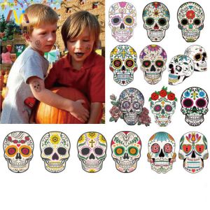 Fashion 20# Color Printed Skull Tattoo Face Sticker