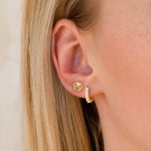 Fashion Single Golden Metal Lion Head Pierced Ball Earrings (single)