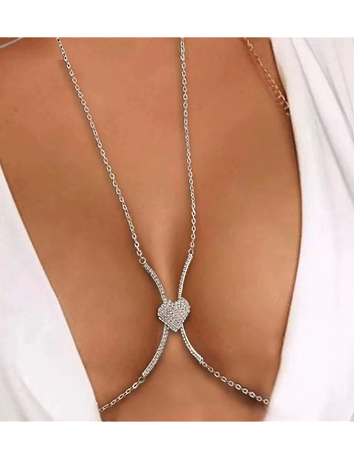 Fashion Gold Alloy Diamond Heart Chest Chain