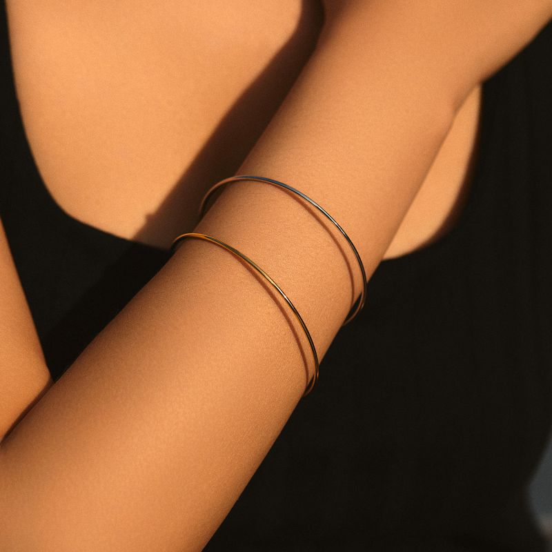 Fashion K Gold Bracelet-inner Diameter 65mm Glossy Round Bracelet