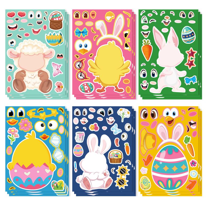 Fashion 6 Sheets/set Rabbit Easter Egg Self-adhesive Sealing Sticker