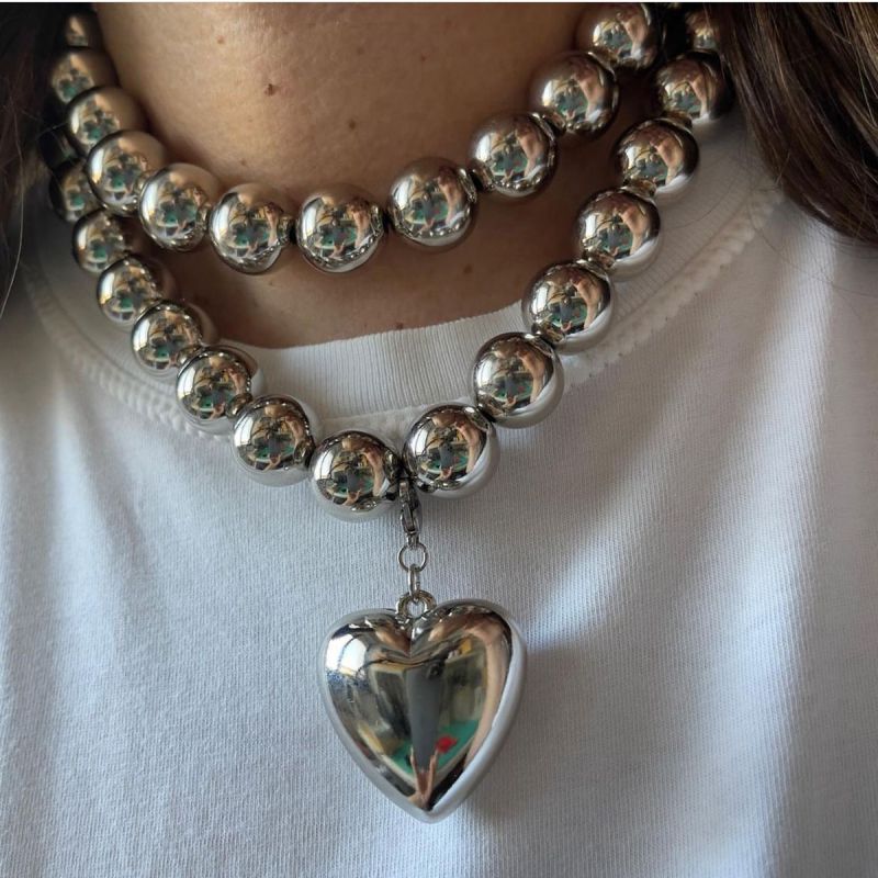 Fashion White K Multi-layered Ball Bead Love Necklace