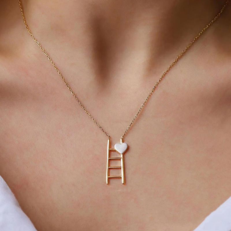 Fashion Gold Copper Love Ladder Necklace