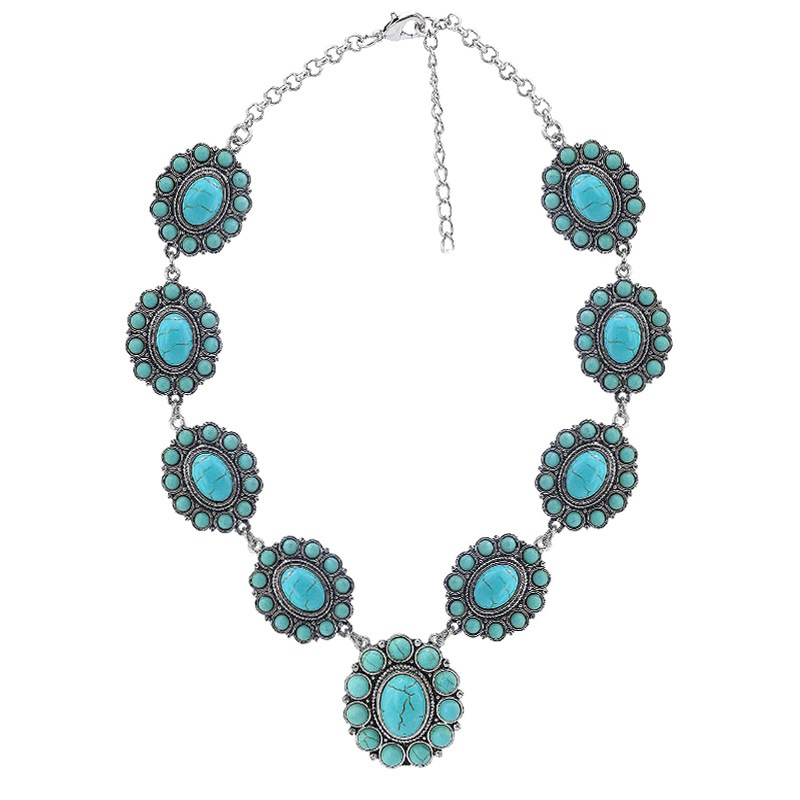 Fashion Green Oval Turquoise Necklace 