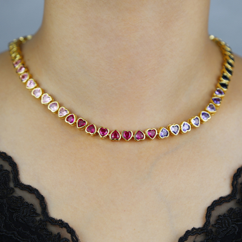 Fashion Gold 41cm Copper Inlaid Zirconium Love Necklace