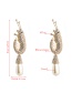 Fashion Silver Lobster Alloy Earrings With Rhinestone Pearls