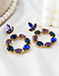 Fashion Color Alloy Diamond Hollow Round Stud Earrings